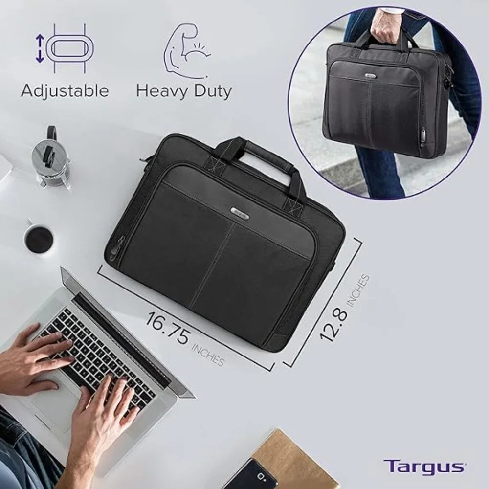 Targus Classic Slim Briefcase Messenger Ergonomic Padded Laptop Bag